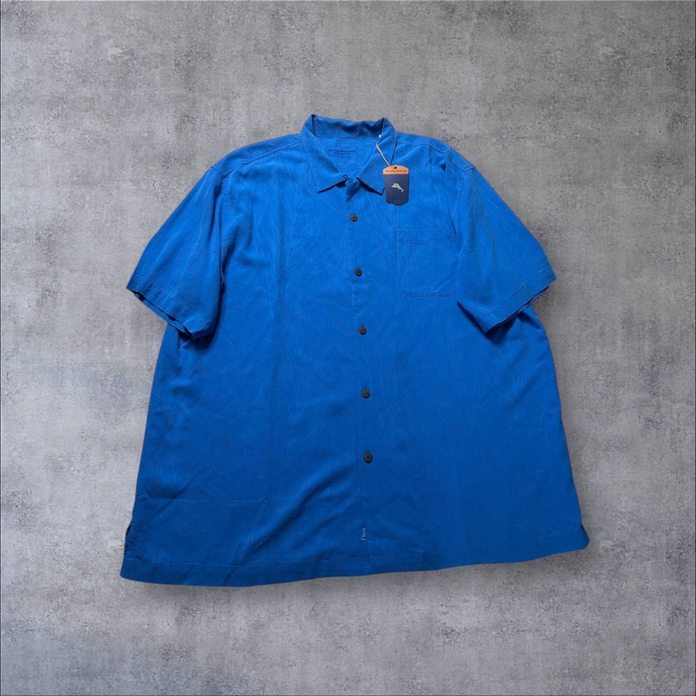 tommy bahama silk shirt men’s 2XL blue short sleeve hawaiian original fit new